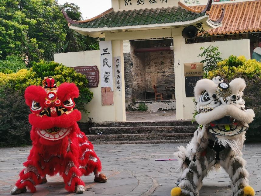 實踐團(tuán)成員表演“地獅”